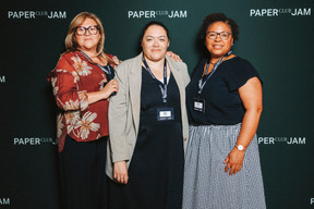 Malika Moukah (House of Coaching), Hamila Foudil (Home RH) and Christina Leduc (Établissement la Providence). (Photo : Julian Pierrot / Paperjam)