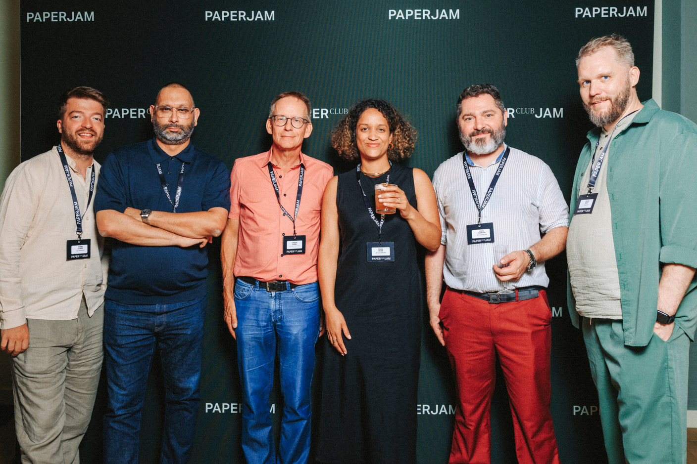 Jérôme Elvard, Djallal Bouras (UP Luxembourg), François Turmel (TPE-Intel François Turmel), Alicia Brun, Jimmy Ferriere (UP Luxembourg) and Charles Maes (Goodvibes). (Photo : Julian Pierrot / Paperjam)