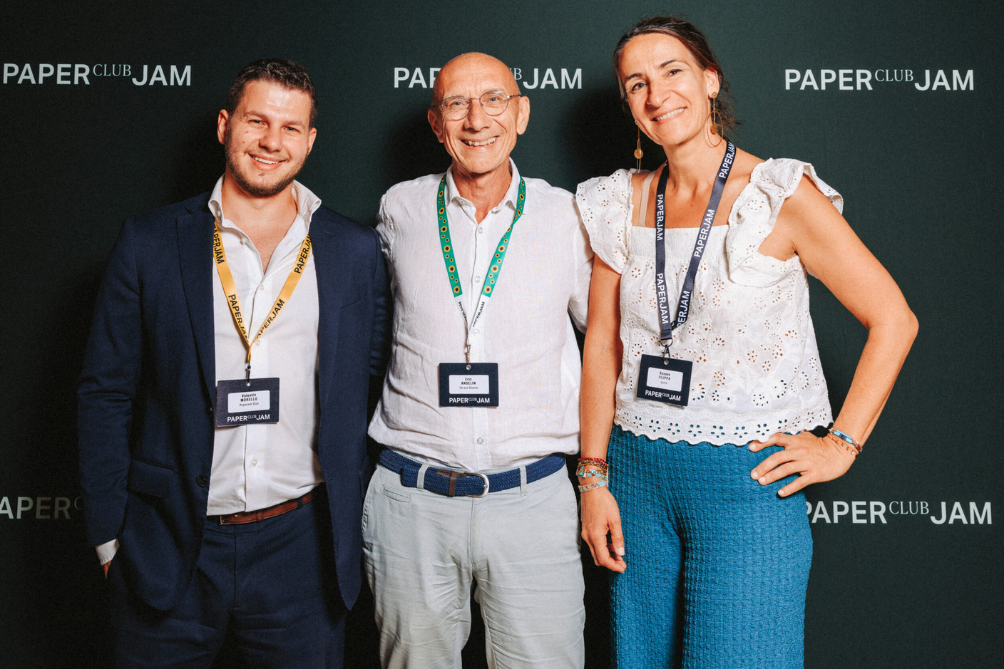 Valentin Morello (Paperjam Club), Eric Anselin (Île aux Clowns) and Roxane Filippa (Qualia). (Photo : Julian Pierrot / Paperjam)