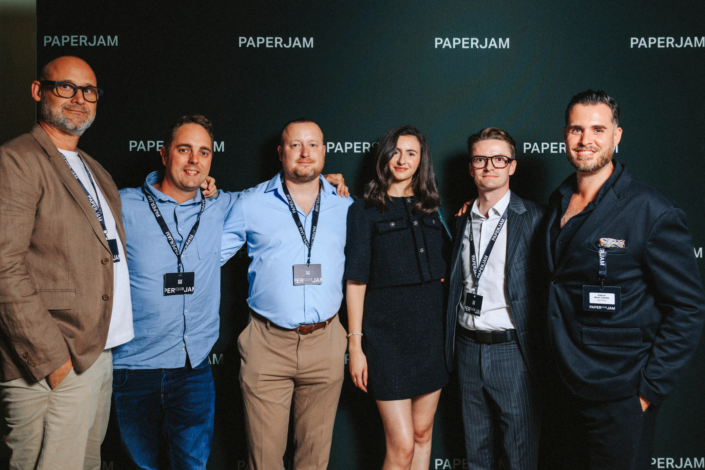 Vincent Jeunejean, Mathias Briquemont (Intrépide Studio), Adrien Daniele, Yasmine Zarrab, Edouard Cornu and Gabriel Abreu Damaso (Cap4Group). (Photo : Julian Pierrot / Paperjam)