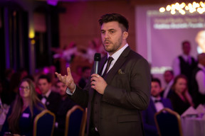 Matthieu Bracchetti, CEO of Virtual Rangers, seen speaking at the Rotary Club Luxembourg-Hearts 10th Anniversary Masquerade Charity Gala, 19 October 2024. Photo: Rotary Club Luxembourg-Hearts