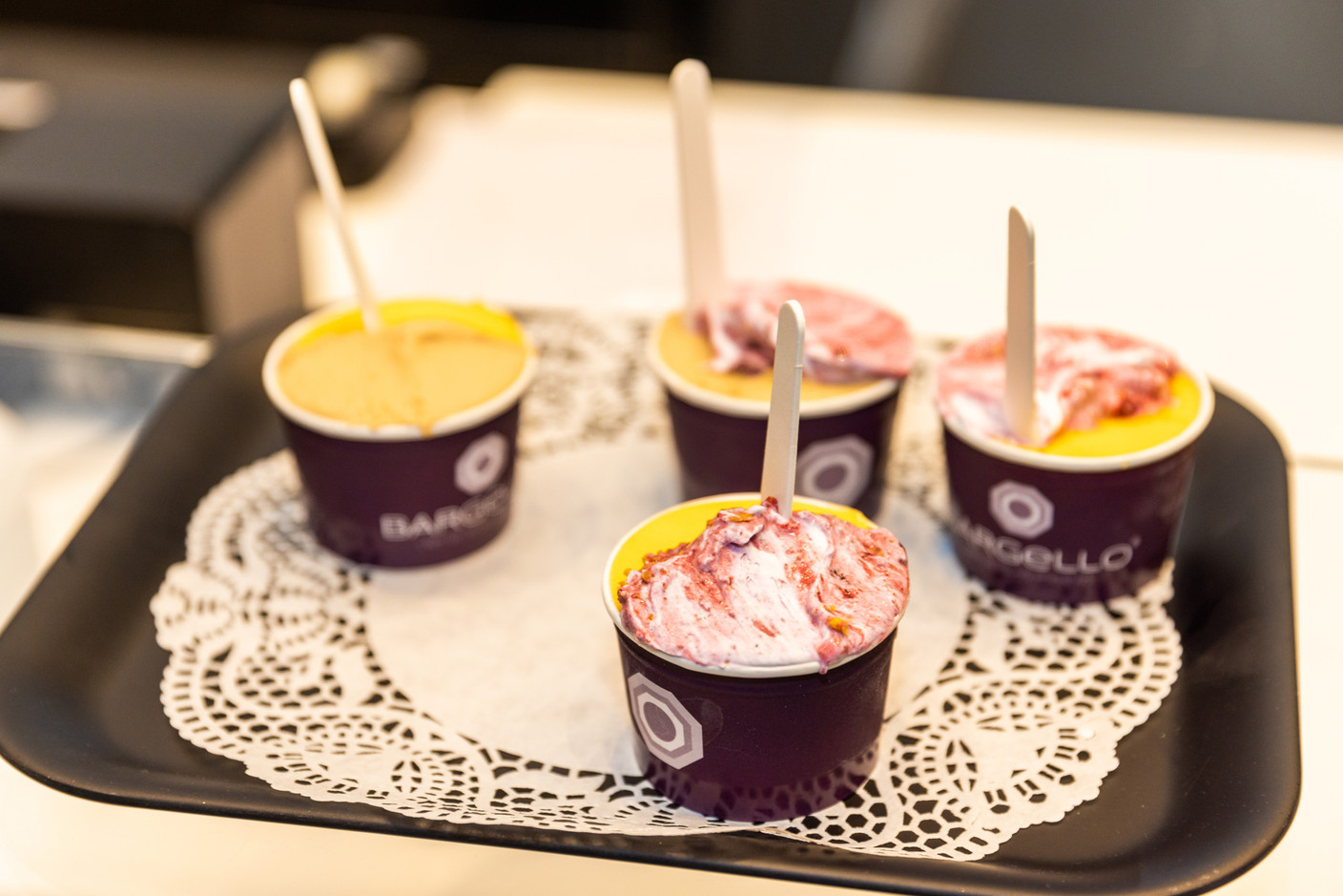 The vegan blueberry cheesecake gelato uses coconut milk instead of regular milk. Photo: Romain Gamba/Maison Moderne