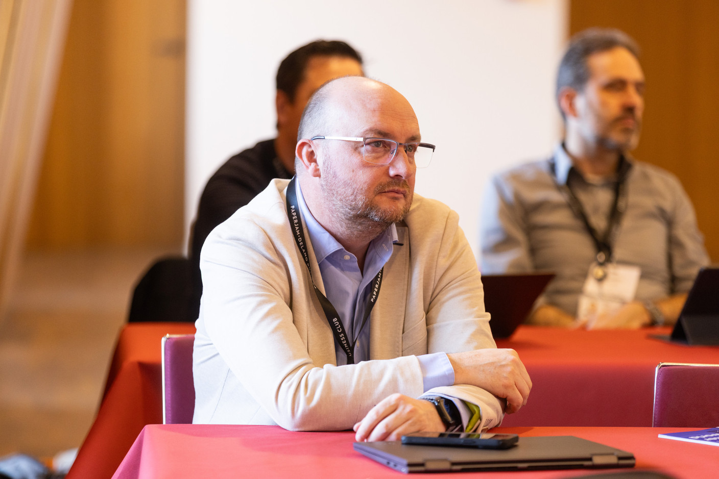 Claude Gorges (Banque Raiffeisen) at the Gen AI Bootcamp session dedicated to finance and risk management professionals, held at Spuerkeess, 3 April 2025. Photo: Eva Krins/Maison Moderne