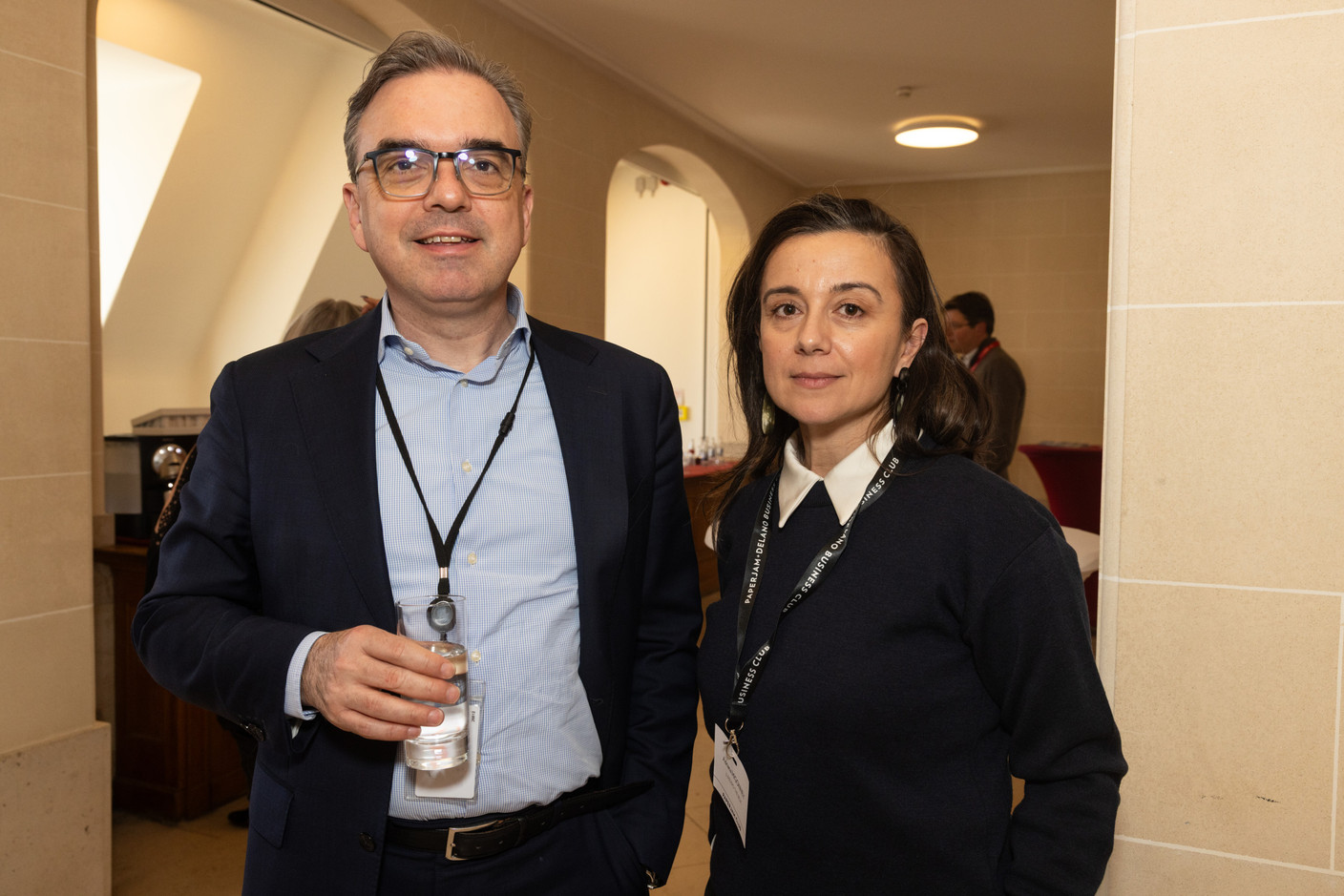 Claude Hirtzig (Spuerkeess) and Adriana Migonney (Luxexpo the Box) at the Gen AI Bootcamp session dedicated to finance and risk management professionals, held at Spuerkeess, 3 April 2025. Photo: Eva Krins/Maison Moderne