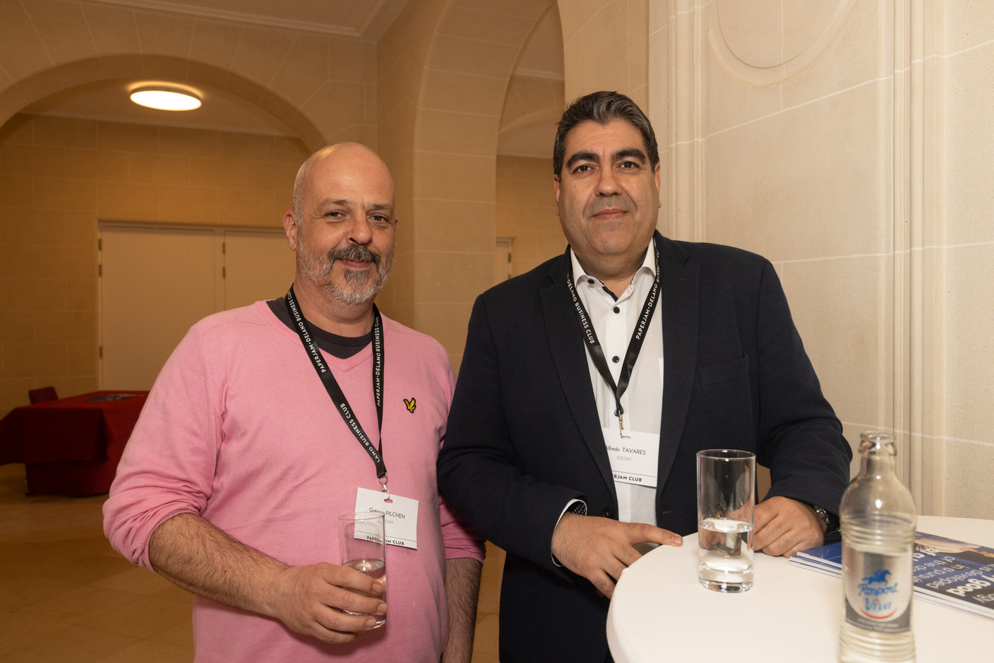 Grégory Pilchen and Alfredo Tavares (Socom) at the Gen AI Bootcamp session dedicated to finance and risk management professionals, held at Spuerkeess, 3 April 2025. Photo: Eva Krins/Maison Moderne