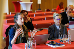 Pauline Laparra and Virginie Godar (Luxinnovation) at the Gen AI Bootcamp session tailored to legal professionals, held at Spuerkeess, 7 May 2025. Photo: Florian Talon/Studion Photography