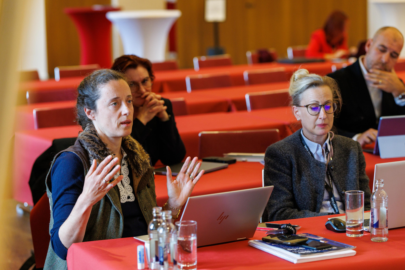 Pauline Laparra and Virginie Godar (Luxinnovation) at the Gen AI Bootcamp session tailored to legal professionals, held at Spuerkeess, 7 May 2025. Photo: Florian Talon/Studion Photography