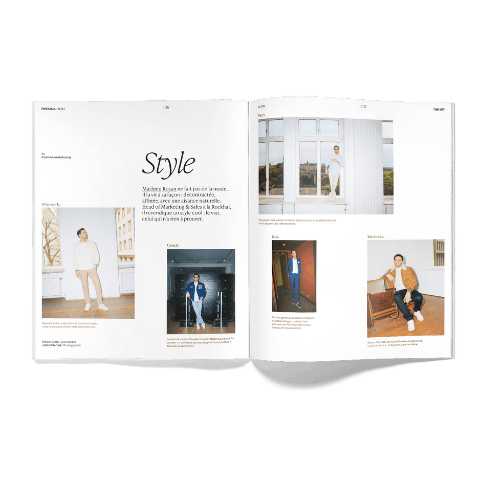 The Style section highlights five outfits for five occasions.  Photos: Julian Pierrot