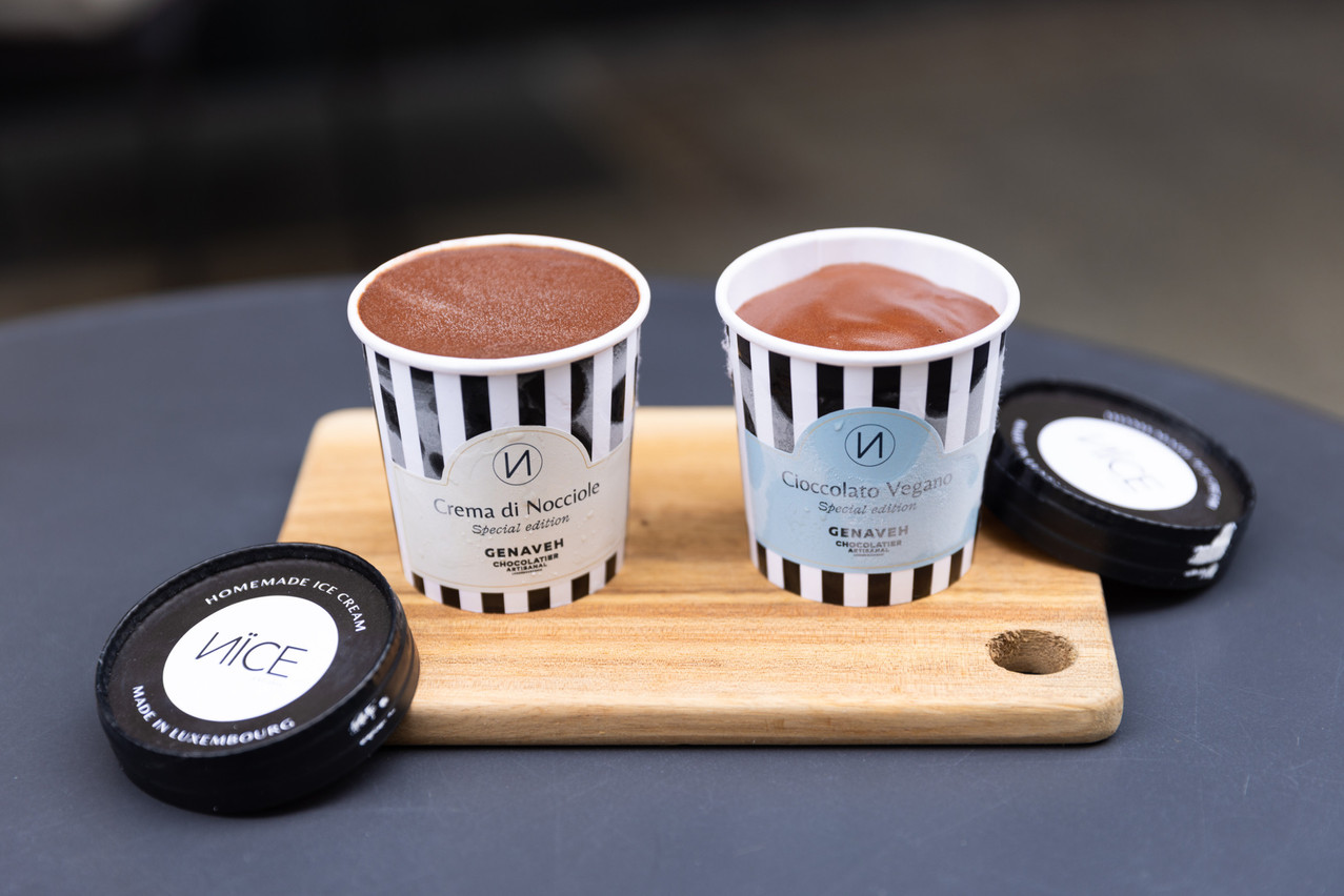 Both chocolate recipes are available in 165ml tubs from Nïce in Belair and Genaveh in the Ville Haute district. Photo: Romain Gamba/Maison Moderne