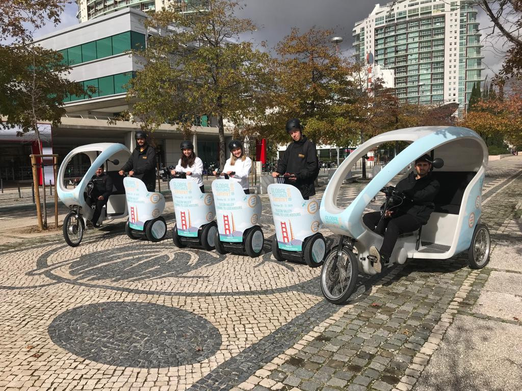 In 2019, Lhoft offered free rides on tricycles to Websummit participants in Lisbon, as part of a guerrilla marketing action to promote Global Ventures Summit 2019 in Luxembourg.  Courtesy of author