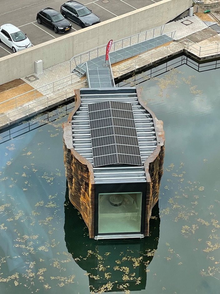 Le Floater se trouve sur un des bassins qui jouxte le CNA à Dudelange. (Photo: M3 architectes -Gil Greis)