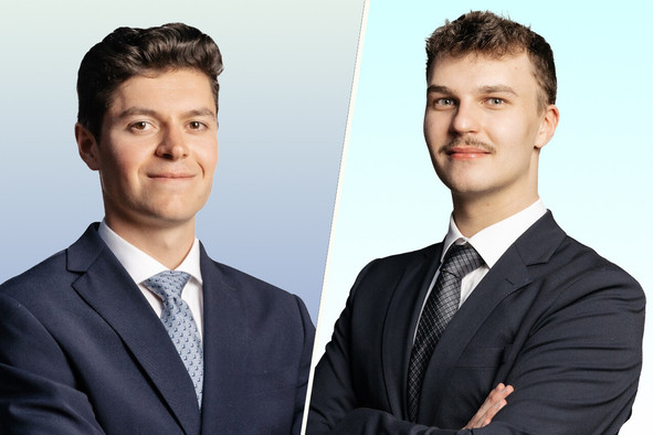 Hugo Pinart, a member of the board of directors, and Yann Grutzmacher, co-founder and chairman of the Goldbridge Investment Club. (Photos: Goldbridge Investment Club; layout: Paperjam)