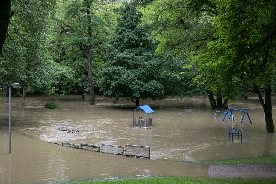 Parc Laval underwater during the July floods Photo. Matic Zorman / Maison Moderne