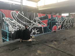 Sozyone a créé une grande image qui se développe sur deux bâches. ((Photo: Paperjam))