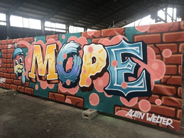 Sa signature, MOPE, devient le motif de son travail. ((Photo: Paperjam))