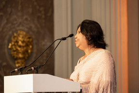 Pramila Patten addresses the guests at the Stand Speak Rise Up! gala in Biarritz on 15 October JULIO PIATTI