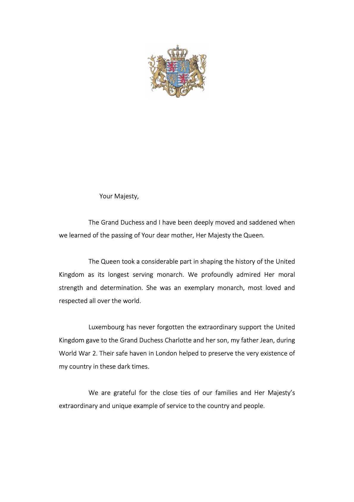  The grand duke’s official statement  Maison du Grand-Duc