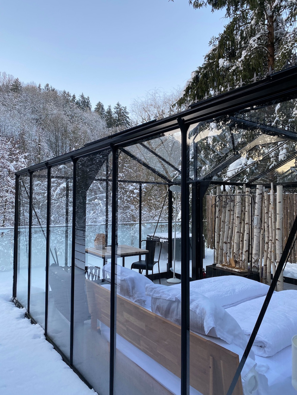 La «chambre de verre» en hiver.  (Photo: La Grange d’Hélène)