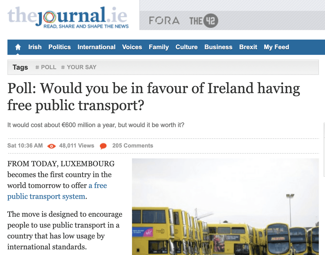 Le site irlandais a lancé un sondage en ligne. (Photo: The Journal / Capture d'écran)