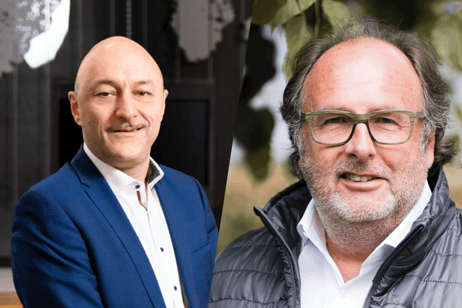 Greenomy’s Alain Mestat (right) and Spuerkeess’ Rudi Belli (left) want more Luxembourg banks to adopt Greenomy.  Photo: Courtesy of Spuerkeess/Alain Mestat. Montage: Maison Moderne