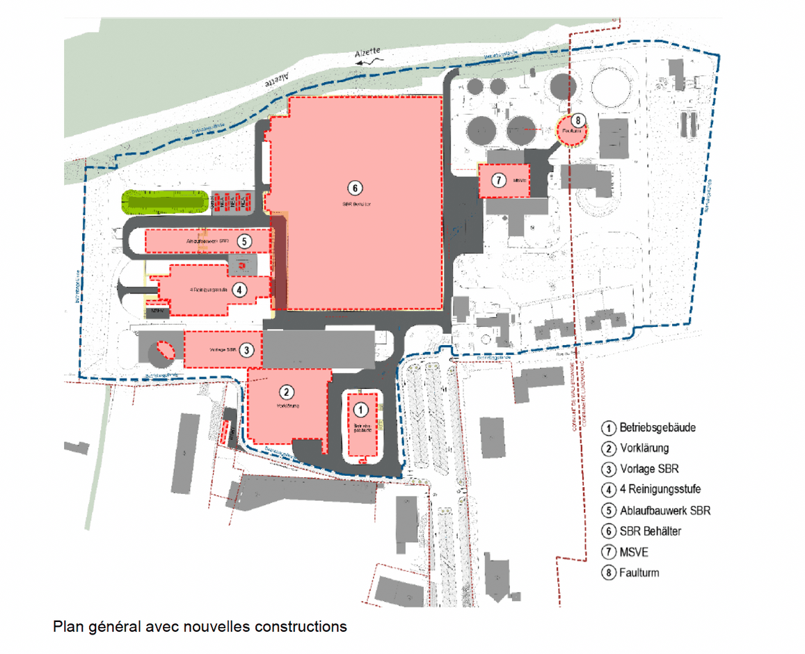 Plan général avec les nouvelles constructions.  (Illustration : Ville de Luxembourg)