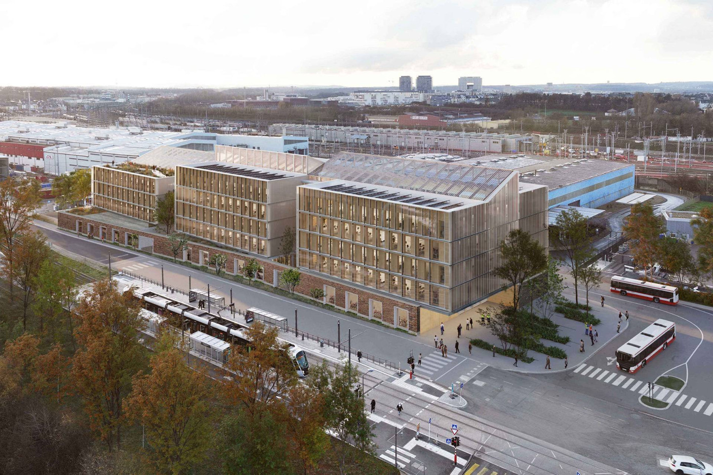 View of the administrative building to be constructed at Bonnevoie. Illustration: Ballinipitt & Arep Architecture