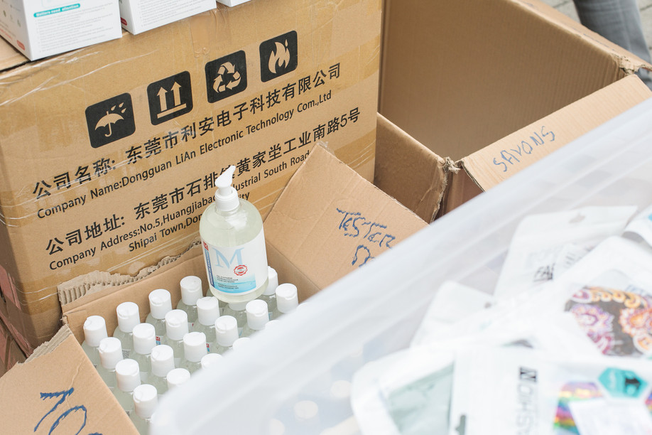 August 2020 photo shows hand gel for sale in a street market Photo: Matic Zorman / Masion Moderne