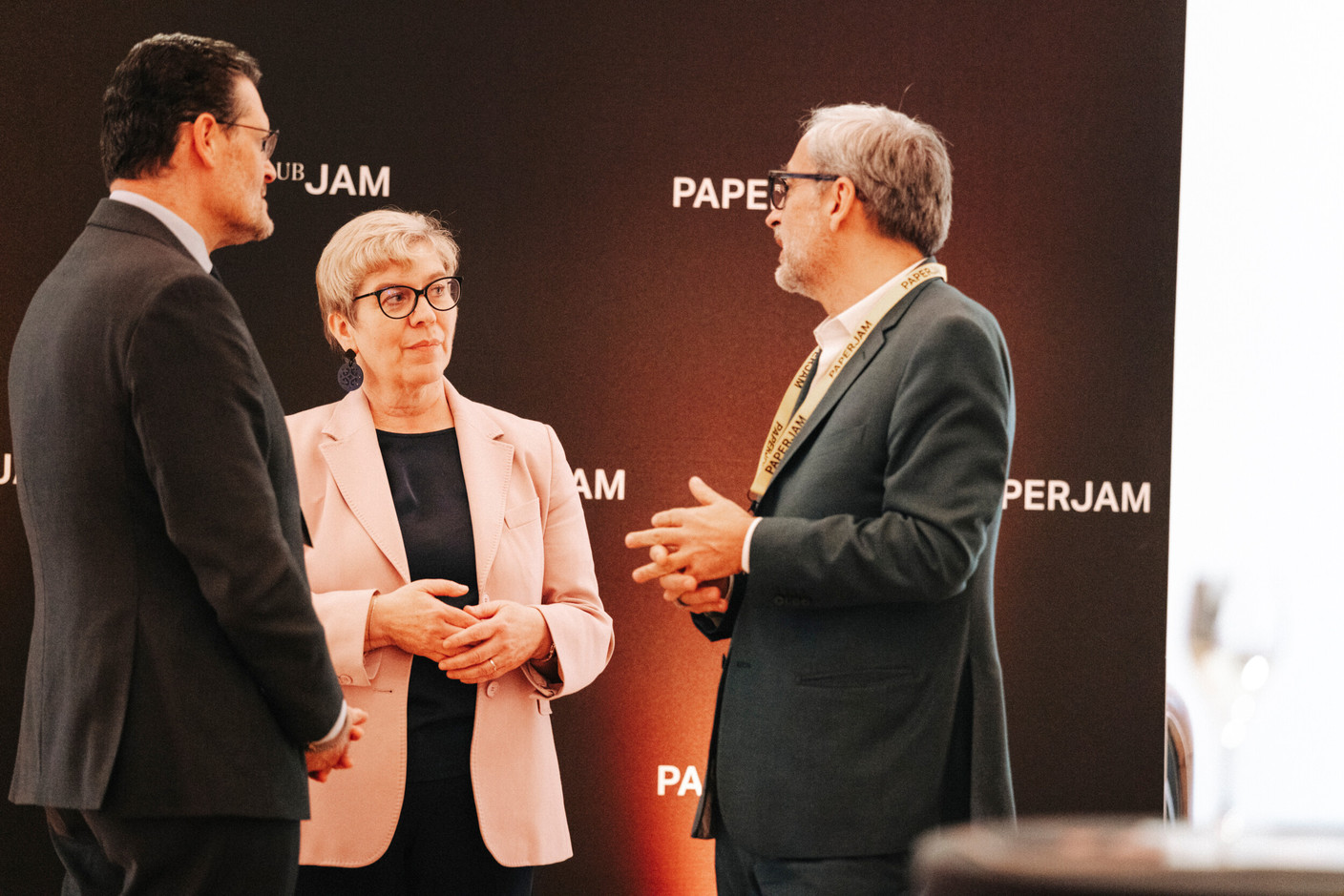 Adel Nabhan (Paperjam Club), Minister Martine Deprez (Ministry of Health and Social Security) and Mike Koedinger (Paperjam). Photo: Julian Pierrot/Paperjam