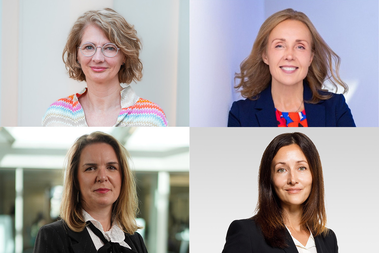 (Left to right and top to bottom): Sandrine Chabrerie, CSR manager at Foyer; Agnieszka Zajac, managing partner at Odgers Berndtson; Patricia Bettembourg, HR manager at Proximus, and Birgit Kirchner, senior marketing manager at Drees & Sommer. Photos: Proximus, Drees & Sommer, Foyer, Odgers Berndtson. Editing: Maison Moderne