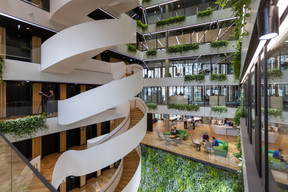 The Helix café was immediately adopted by the employees. Photo: Romain Gamba/Maison Moderne