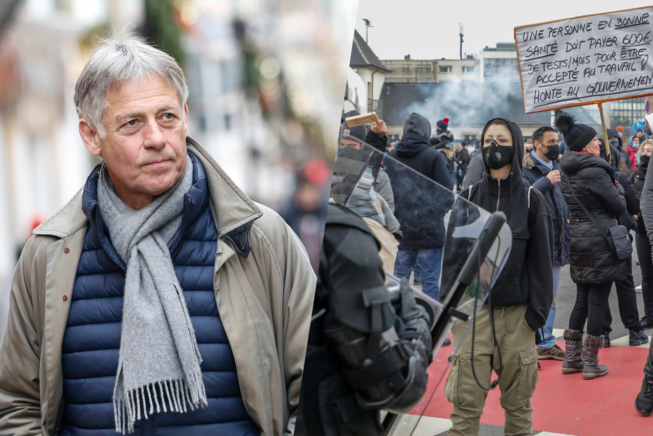 Henri Kox, Minister for Internal Security, visited the site on 11 December shortly before the demonstrations began. (Photos: Guy Wolff/Maison Moderne/Archives)