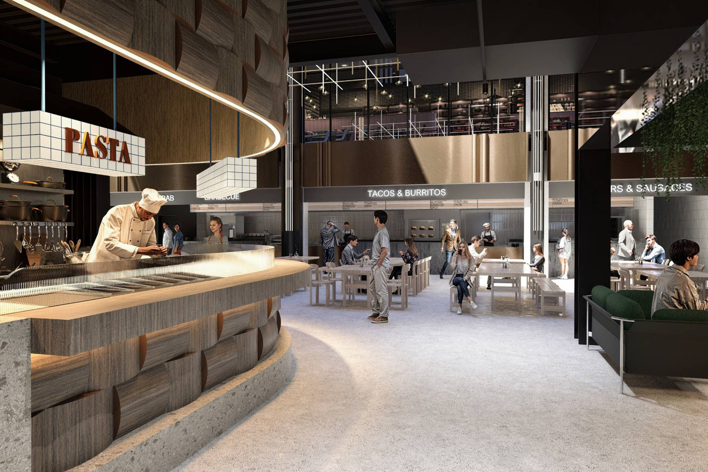 There will be 16 themed corners in the foodhall. Illustration: Gridx