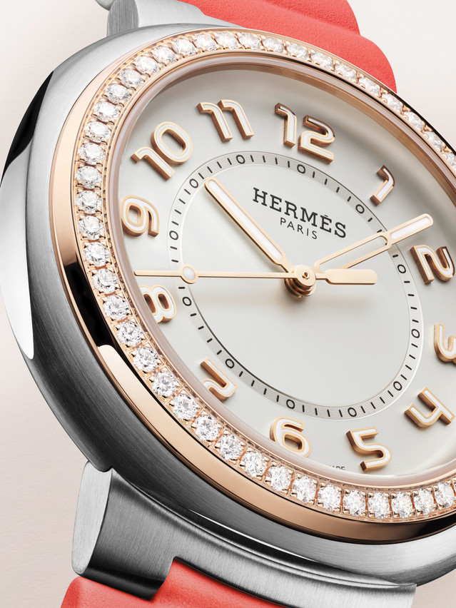 The Cut--shown here in diamonds, steel and rose gold--is on sale exclusively in Hermès boutiques. Shown here is the Arceau Chorus Stellarum. Photo: Hermès