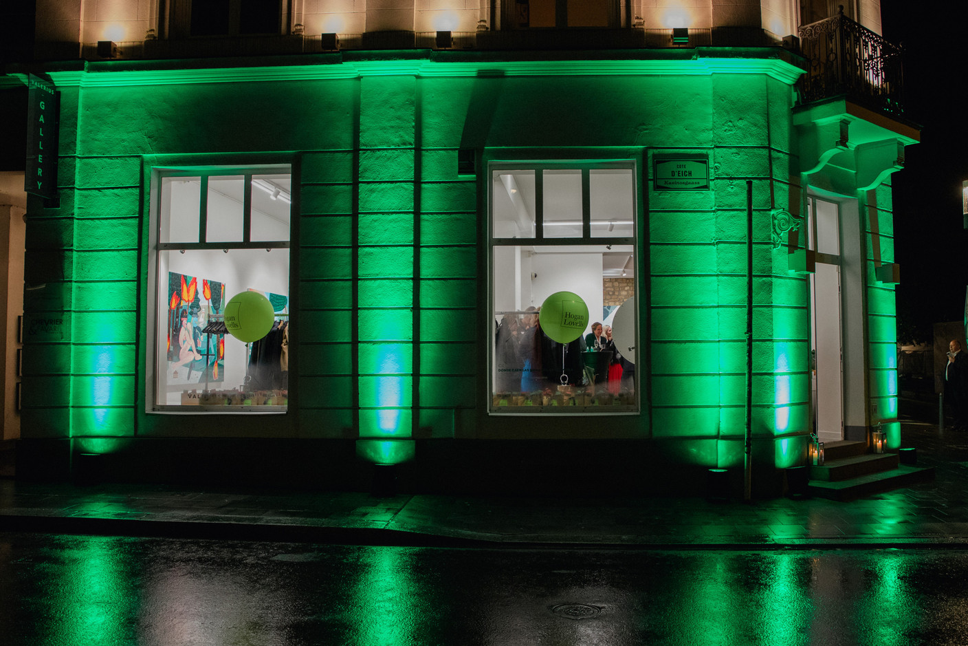 The Place du Théâtre, coloured green for the occasion. Photo: Aurélie Savart