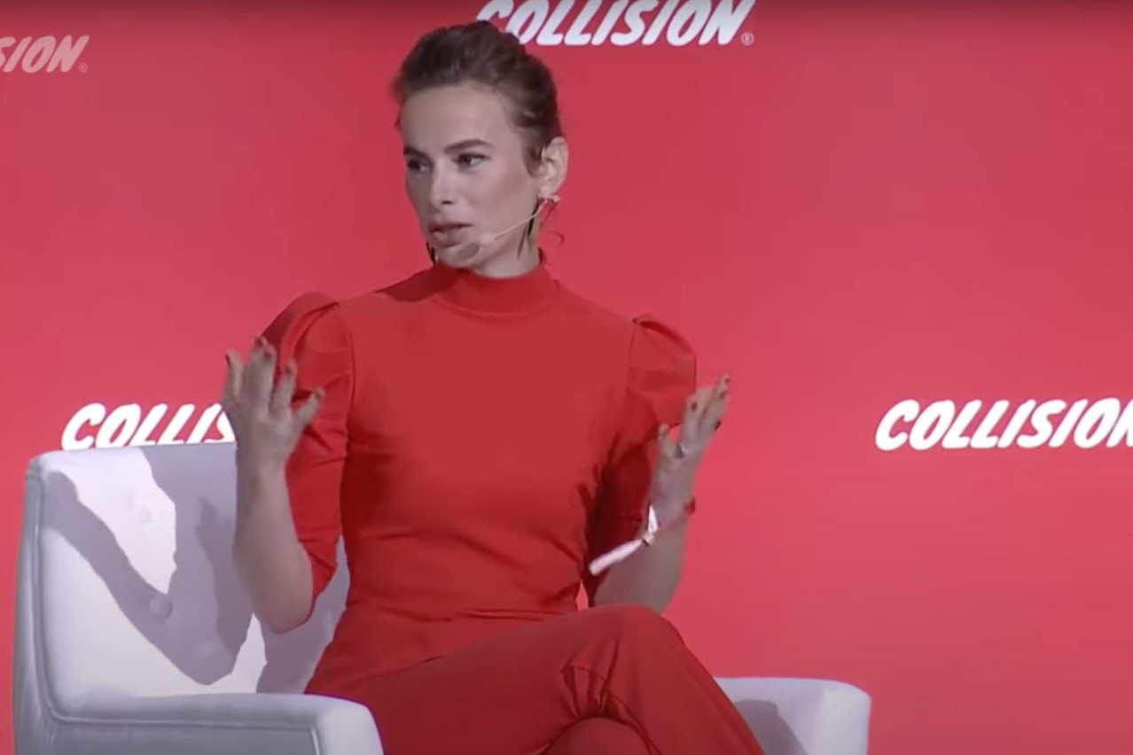 Irina Novoselsky, CEO of Hootsuite (pictured here speaking at the Collision conference in Toronto, in June 2023), said in an interview that the firm intends to take advantage of the increased amount of time people spend on social networks to provide companies with better data so that they can adapt their marketing campaigns. Image credit: Collision conference screenshot