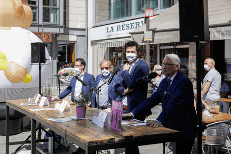 Carlo Thelen, Alain Rix, Lex Delles et François Koepp ont présenté le label «Safe to serve» à la presse. (Photo: Romain Gamba/Maison Moderne)