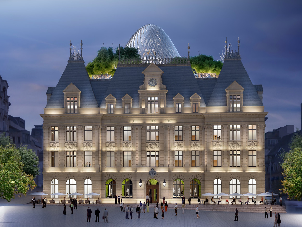 Proposition de Vincent Callebaut Architectures pour le réaménagement de l’Hôtel des postes à Luxembourg. (Illustration: Vincent Callebaut Architectures)