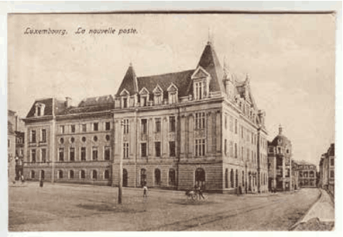 Carte postale (vers 1917), vue de la façAde nord de l’actuelle rue de la Poste. (Photo: Post Luxembourg)
