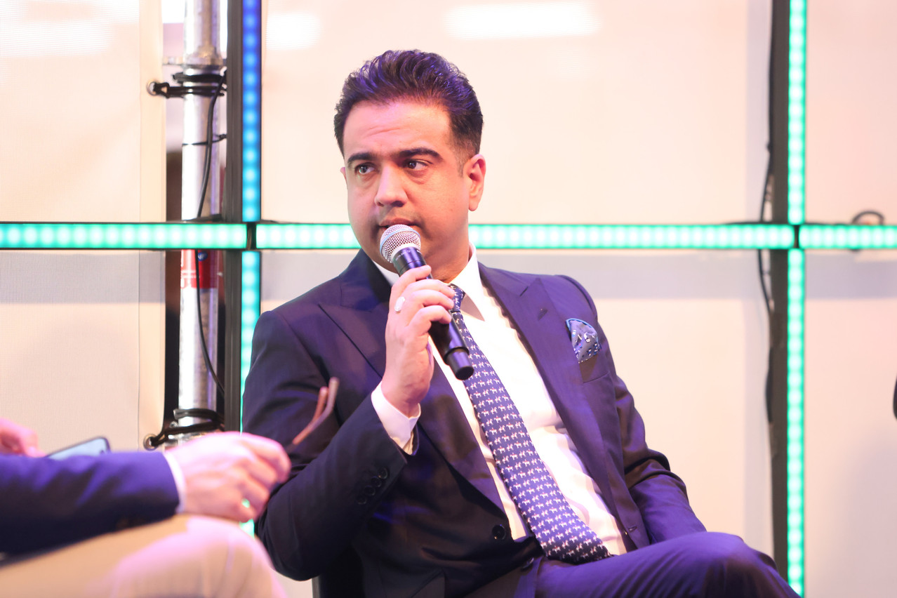 Harry Gill, chairman of Pay10, speaks on a “CEO insights” panel at the Nexus2050 technology conference, held at Luxexpo, 27 June 2024. Photo: Marie Russillo