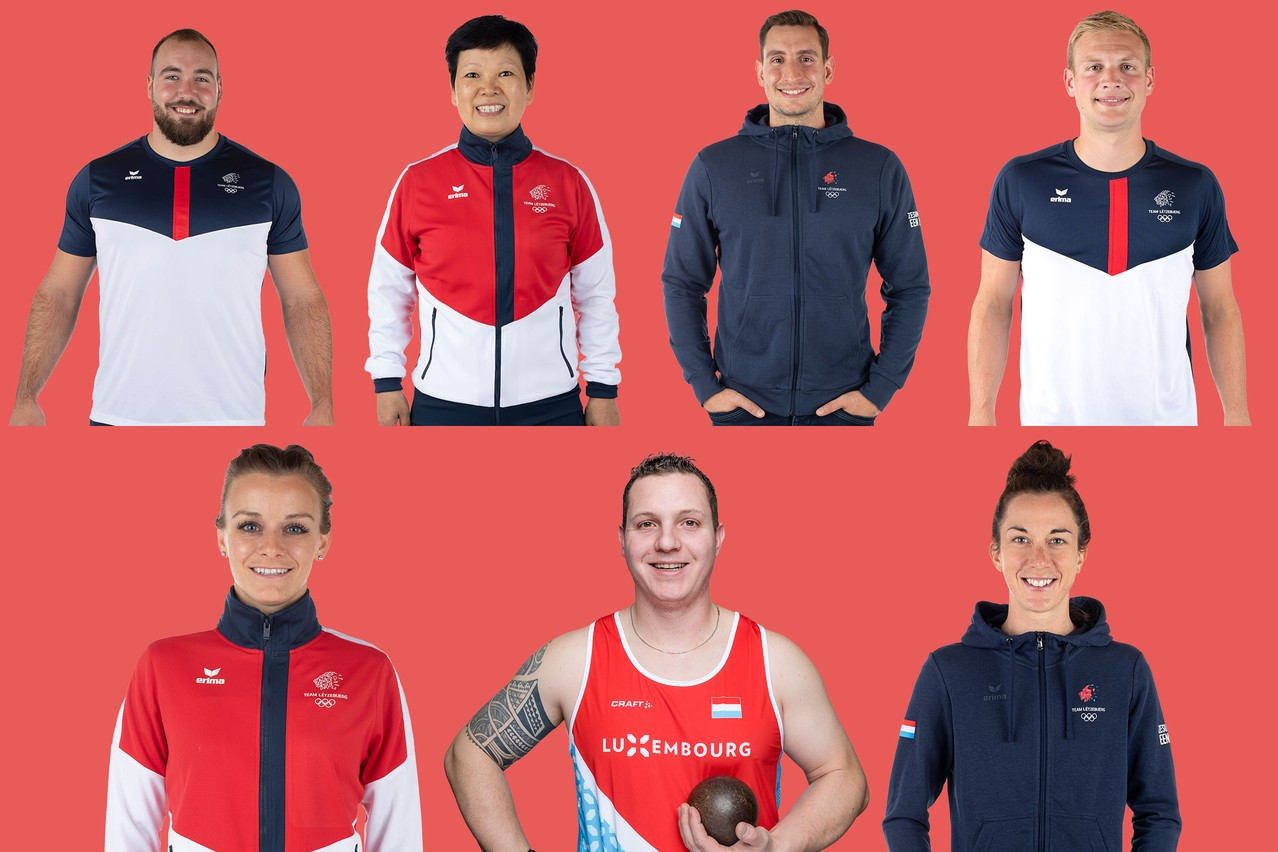 7 of the 13 athletes competing in this year’s Olympic Games. Clockwise from left: Bob Bertemes, Ni Xialian, Raphaël Stacchiotti, Nicolas Wagner, Christine Majerus, Tom Habscheid and Sarah De Nutte Maison Moderne