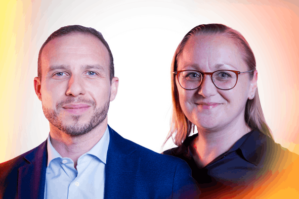 Baptiste Aubry, counsel: head of finance regulatory practice & Catherine Di Lorenzo, partner; head of IP; data and technology practice at Ollen & Overy. (Photo: Maison Moderne)