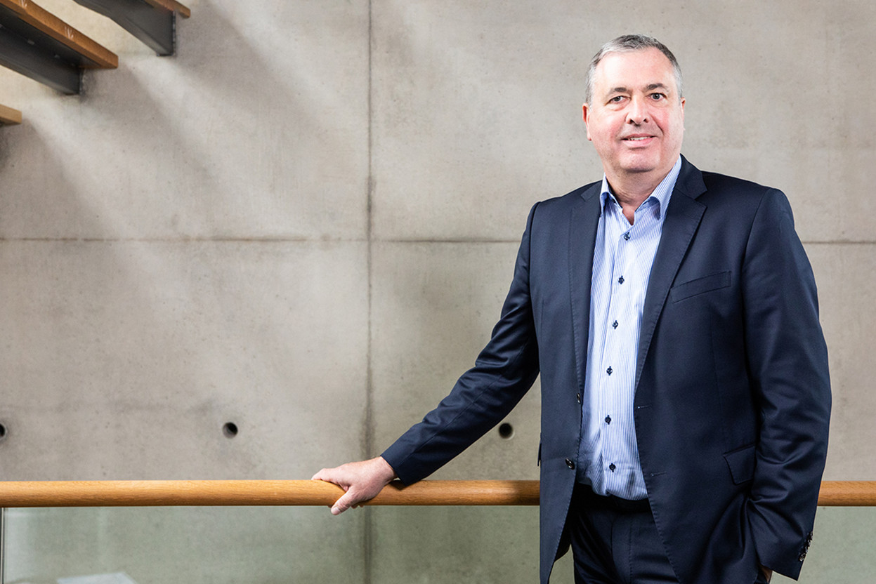 Romain Braas, CEO de Baloise à Luxembourg, annonce le rebranding du groupe, ainsi que le déménagement du siège Luxembourgeois 
 à Leudelange. Crédit photos : Eva Krins Maison moderne