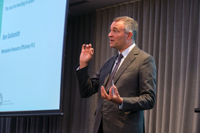Ben Goldsmith, CEO of Menhaden Resource Efficiency, delivers a keynote speech on “The case for investing in nature” at Alfi’s London conference, 19 October 2023. Photo: ALFI