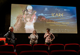 À l’occasion de l’avant-première à la Cinémathèque, Nicolas Steil (Iris Productions), Isabelle Andrivet et Carlo Vogele étaient présents. (Photo: Dalboyne)