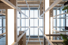 The atrium is covered by Velux windows designed by Foster+Partners. Guy Wolff/Maison Moderne