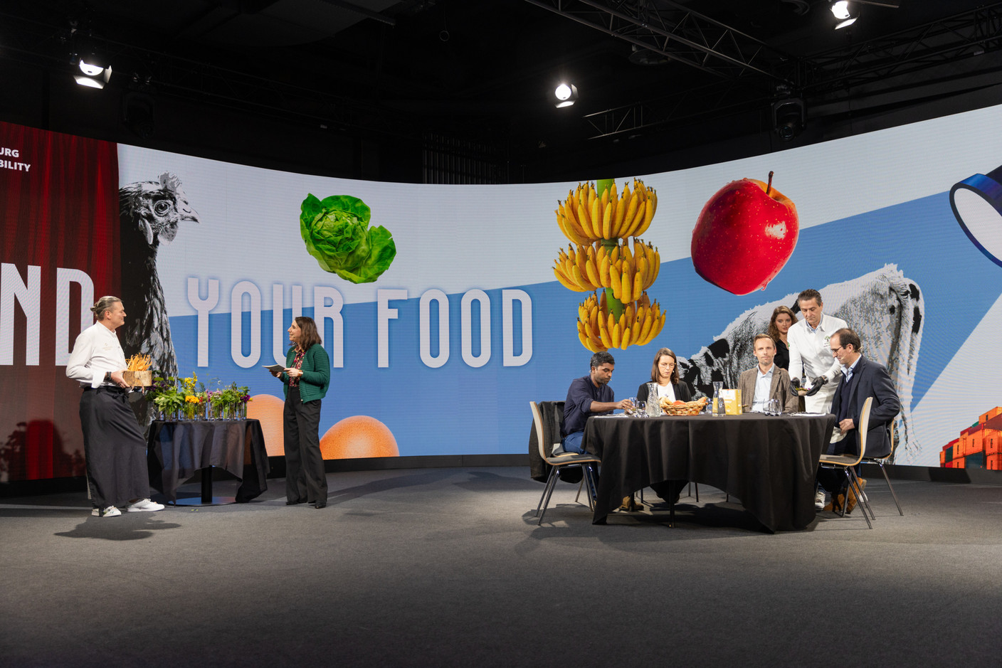 On stage were IMS director Nancy Thomas, along with Thomas Uthayakumar (Fondation pour la nature et l’Homme), Julia Gregor (On.Perfekt), Jean Muller (Moulins de Kleinbettingen) and Chuck de Liedekerke (Soil Capital). Photo: Romain Gamba/Maison Moderne