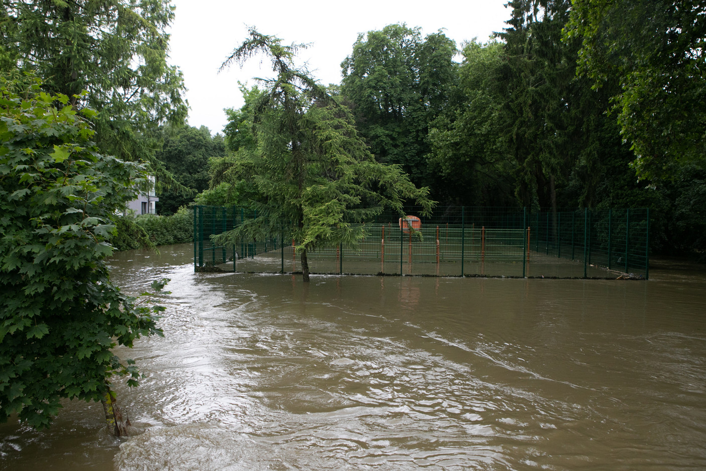Floodwaters are seen in the capital’s Weimerskirch district, 15 July 2021. Matic Zorman / Maison Moderne
