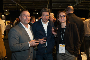 Stéphane Weclewski, Julien Faisandier and Camille Alaux (Ateliers3S) at the 10x6 New European Bauhaus event organised by the Paperjam+Delano Business Club, 24 April 2024. Photo: Laurent Sturm