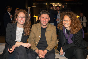 Julie Conrad (Julie Conrad Design Studio), Norbert Brakonier (BrakoN!er) and Barbara Wiesen (Maison Moderne) at the 10x6 New European Bauhaus event organised by the Paperjam+Delano Business Club, 24 April 2024. Photo: Laurent Sturm