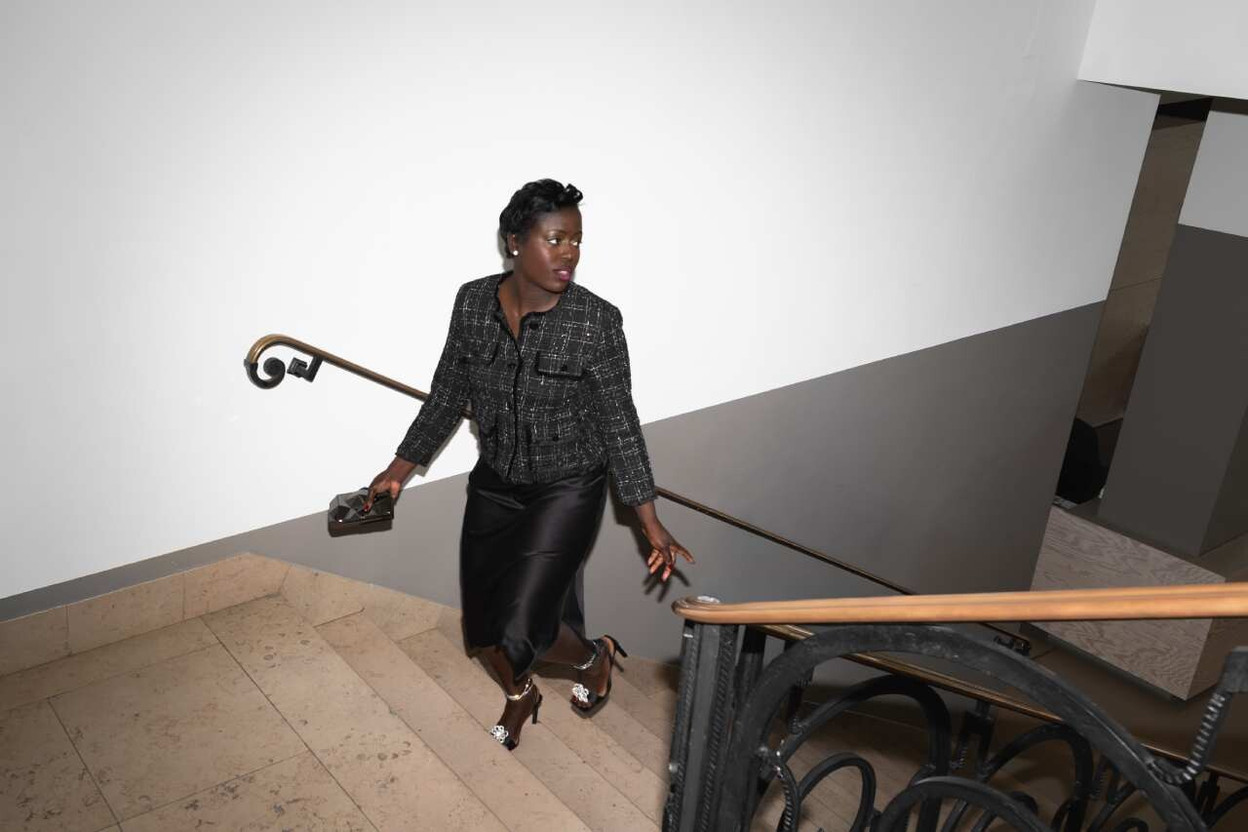 Gala. An Orcanta dress, a Motivi jacket and Asos heels: proof that you can command a room without losing your sense of self. At the Casino Luxembourg. (Photo: Patricia Pitsch/Paperjam)
